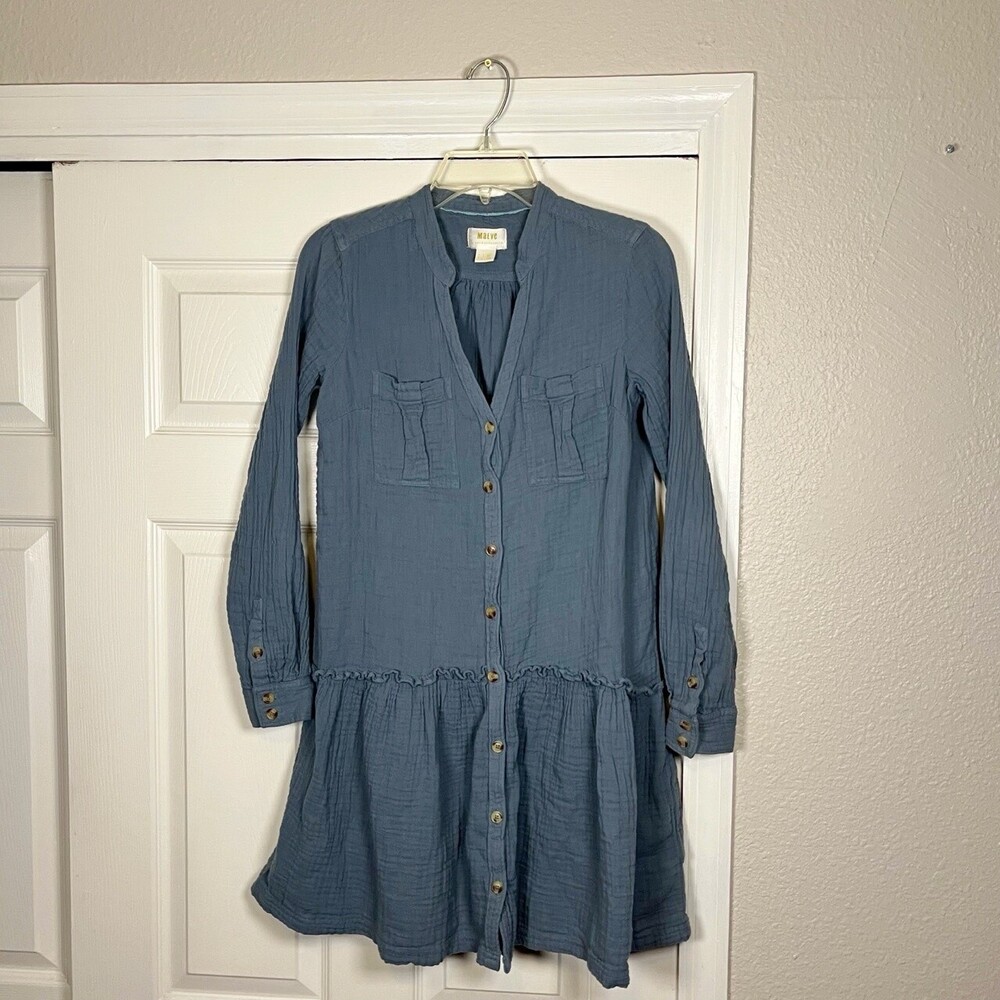 Anthropologie Maeve Dress Womens Long Sleeve Button Up Ruffle Tiered Baggy